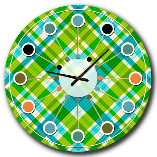 Designart 'Tartan Geometrical Texture Ii Mid-Century Modern Wall Clock